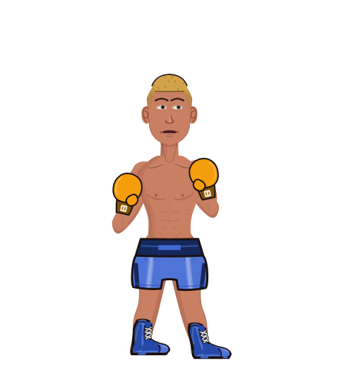Punchy, level 2 boxer. Record: 3 wins, 2 losses, 0 draws. Hands: Classic.