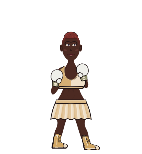 GoofyMarmot, level 1 boxer. Record: 0 wins, 1 losses, 0 draws. Shirt: Sports bra; Hands: Classic.