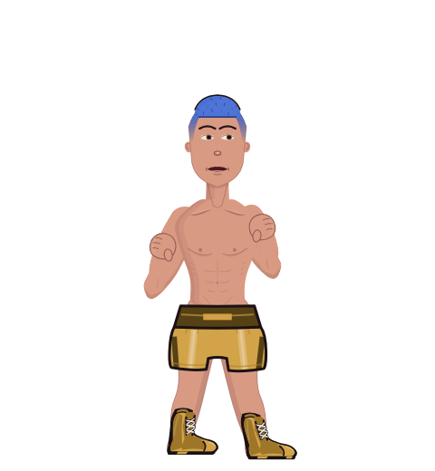 cheeseburger, level 16 boxer. Record: 3 wins, 6 losses, 0 draws.