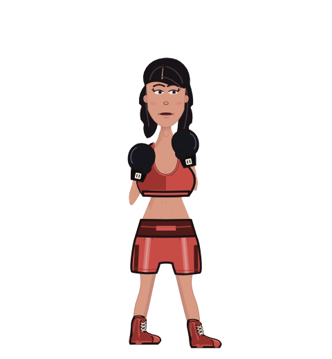 Yasuaki, level 1 boxer. Record: 0 wins, 1 losses, 0 draws. Shirt: Sports bra; Hands: Classic.
