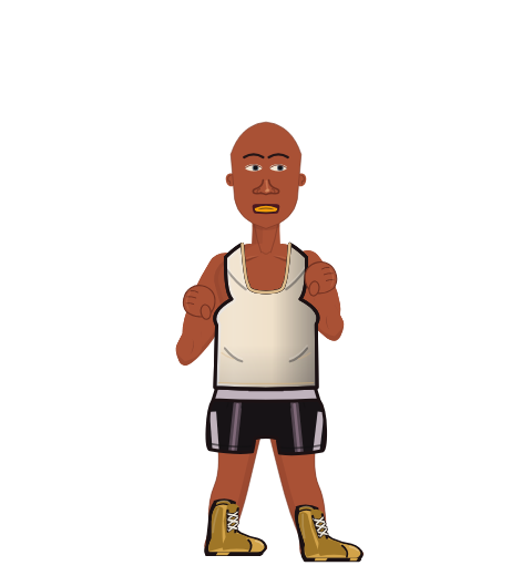 Tike myson, level 3 boxer. Record: 5 wins, 1 losses, 0 draws. Shirt: Tank.