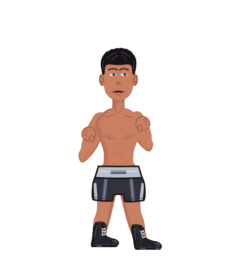 Muhammad Ali, level 9 boxer. Record: 6 wins, 0 losses, 0 draws.