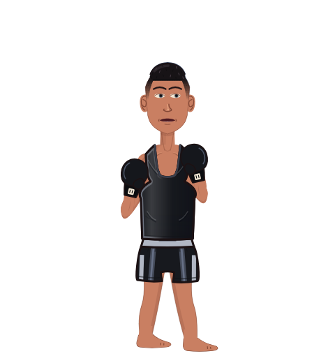 yomini, level 17 boxer. Record: 21 wins, 7 losses, 0 draws. Shirt: Tank; Hands: Classic.