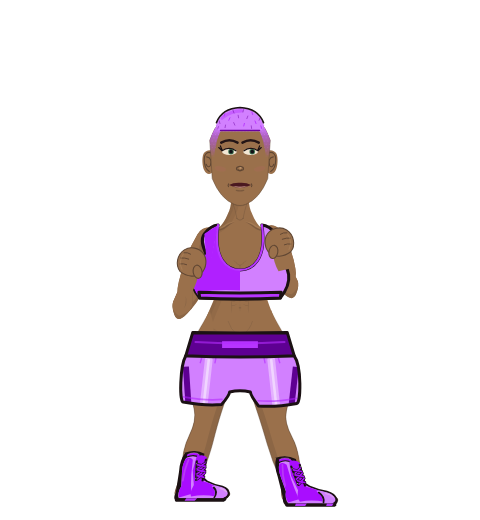 Empress, level 2 boxer. Record: 3 wins, 1 losses, 0 draws. Shirt: Sports bra.