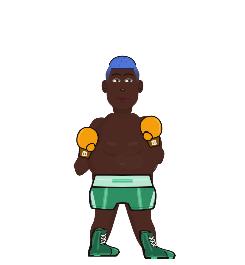 gay man, level 2 boxer. Record: 4 wins, 1 losses, 0 draws. Hands: Classic.