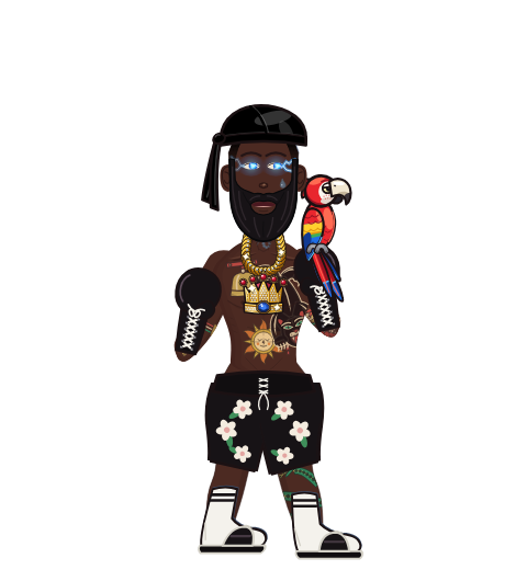 Thug, level 63 boxer. Record: 100 wins, 45 losses, 0 draws. Hat: Durag; Hands: Lace-up gloves.
