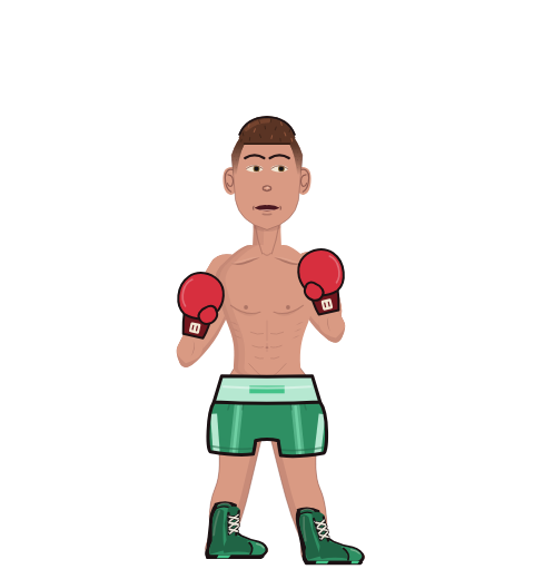 Ikram, level 6 boxer. Record: 14 wins, 0 losses, 0 draws. Hands: Classic.