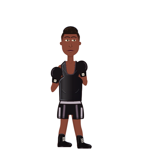 Kingston Robinson, level 10 boxer. Record: 7 wins, 1 losses, 0 draws. Shirt: Tank; Hands: Classic.