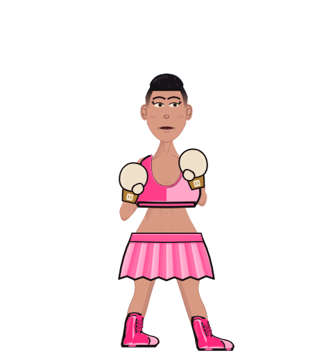 eebaa, level 8 boxer. Record: 4 wins, 4 losses, 0 draws. Shirt: Sports bra; Hands: Classic.