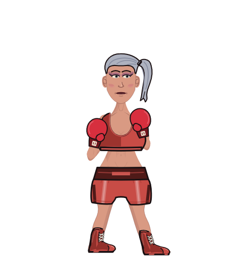 ZippyFox, level 1 boxer. Record: 1 wins, 0 losses, 0 draws. Shirt: Sports bra; Hands: Classic.