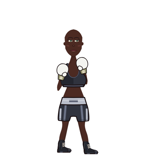 niggynety, level 14 boxer. Record: 2 wins, 8 losses, 0 draws. Shirt: Sports bra; Hands: Classic.
